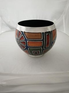 Miguel Pineda Enameled Silverplate Vase