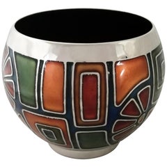 Miguel Pineda Enameled Silverplate Vase