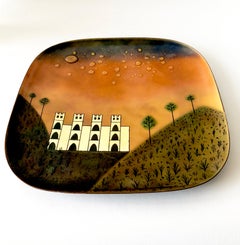 Miguel Pineda Mexican Modernist Copper Enamel Tray