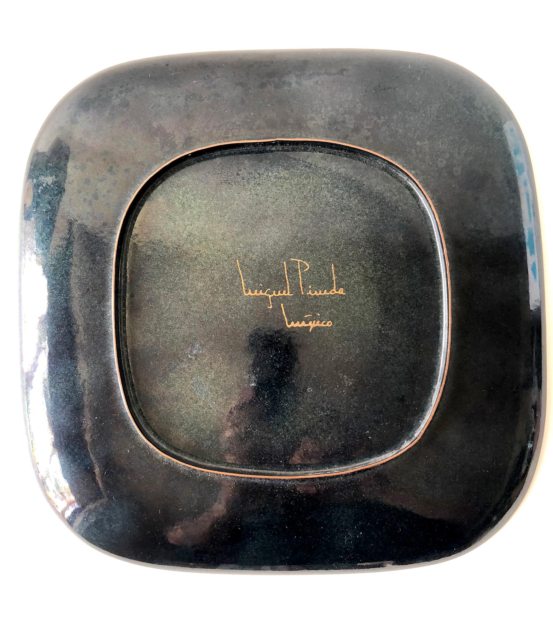 Miguel Pineda Mexican Modernist Copper Enamel Tray In Good Condition In Palm Springs, CA