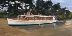 "La Colectiva" - Riverboat with Passengers Contemporary Impressionist Seascape