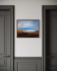 "Northern Shores" - Sereno paesaggio marino costiero contemporaneo in tonalità fredde e terrestri