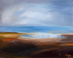 "Northern Shores" - Serene Contemporary Coastal Seascape in Cool and Earth Tones