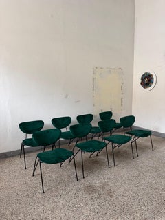 Miguel Rodrigo Mazure pour ISA Bergamo ensemble de 8 chaises en velours vert