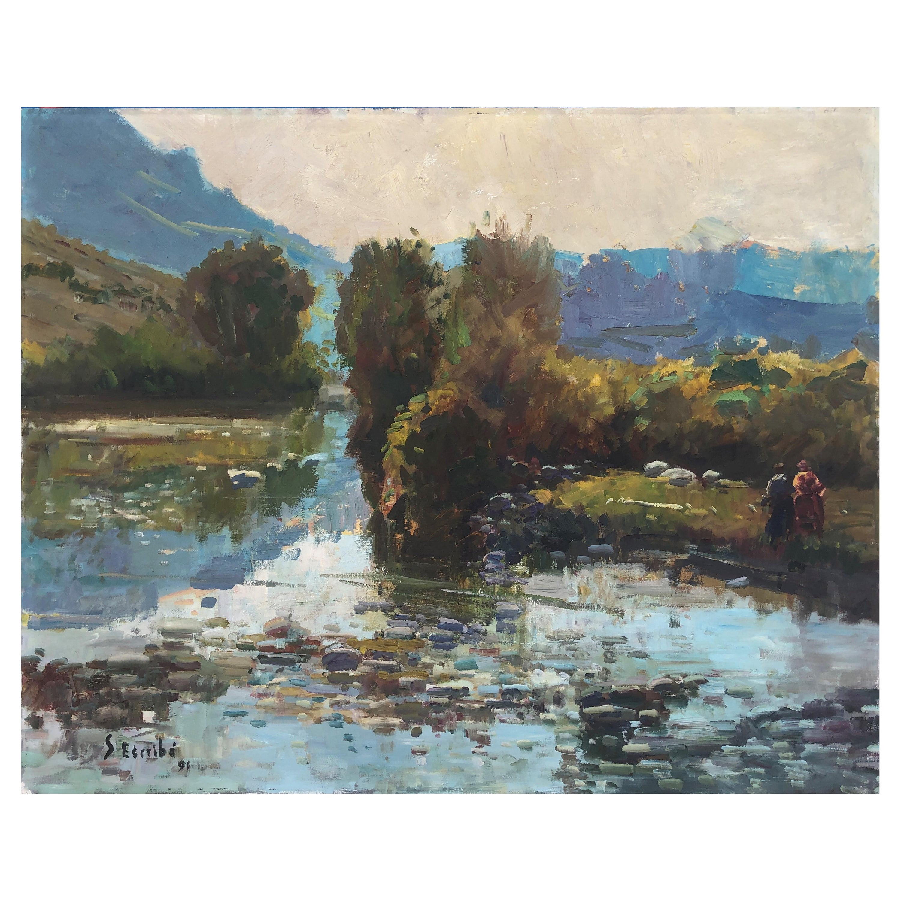 Paysage espagnol avec peinture à l'huile sur toile
