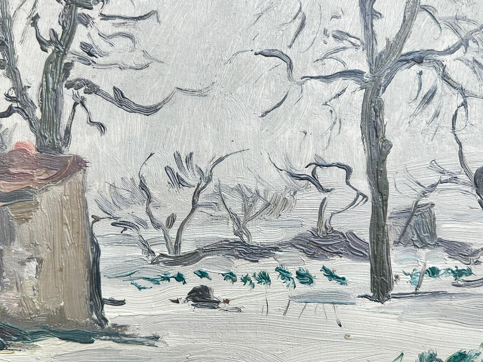 Winter
von MIGUEL TUSQUELLAS CORBELLA (Spanisch, 1884-1969)
signiert - und gemalt auf Künstler Studio gestempeltem Karton
Ölgemälde auf Karton, ungerahmt
Pappe: 5,5 x 8,5 Zoll
Provenienz: Privatsammlung, Frankreich
Zustand: guter und gesunder