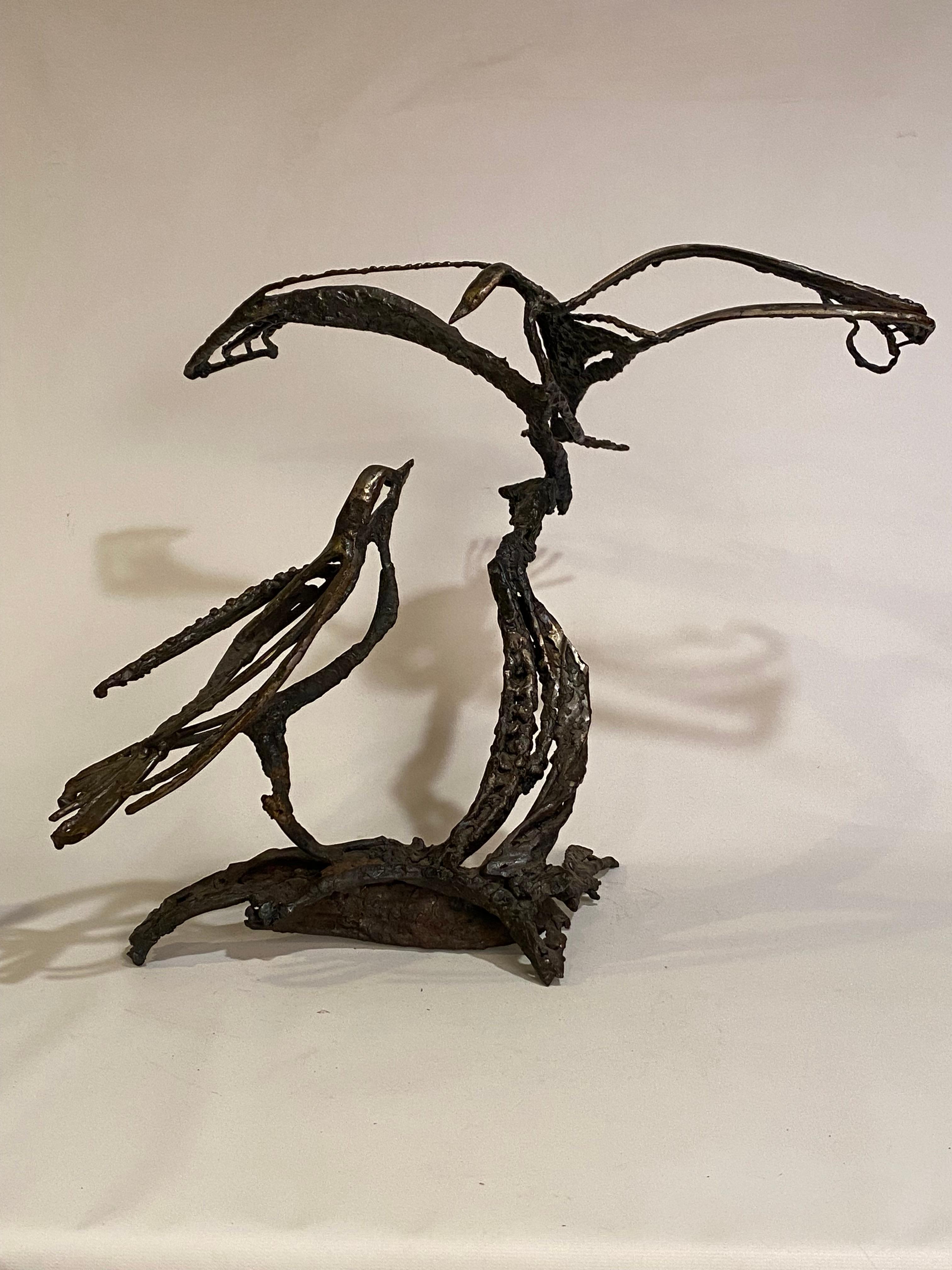 American Miguel Van Esso Brutalist Iron Birds Sculpture