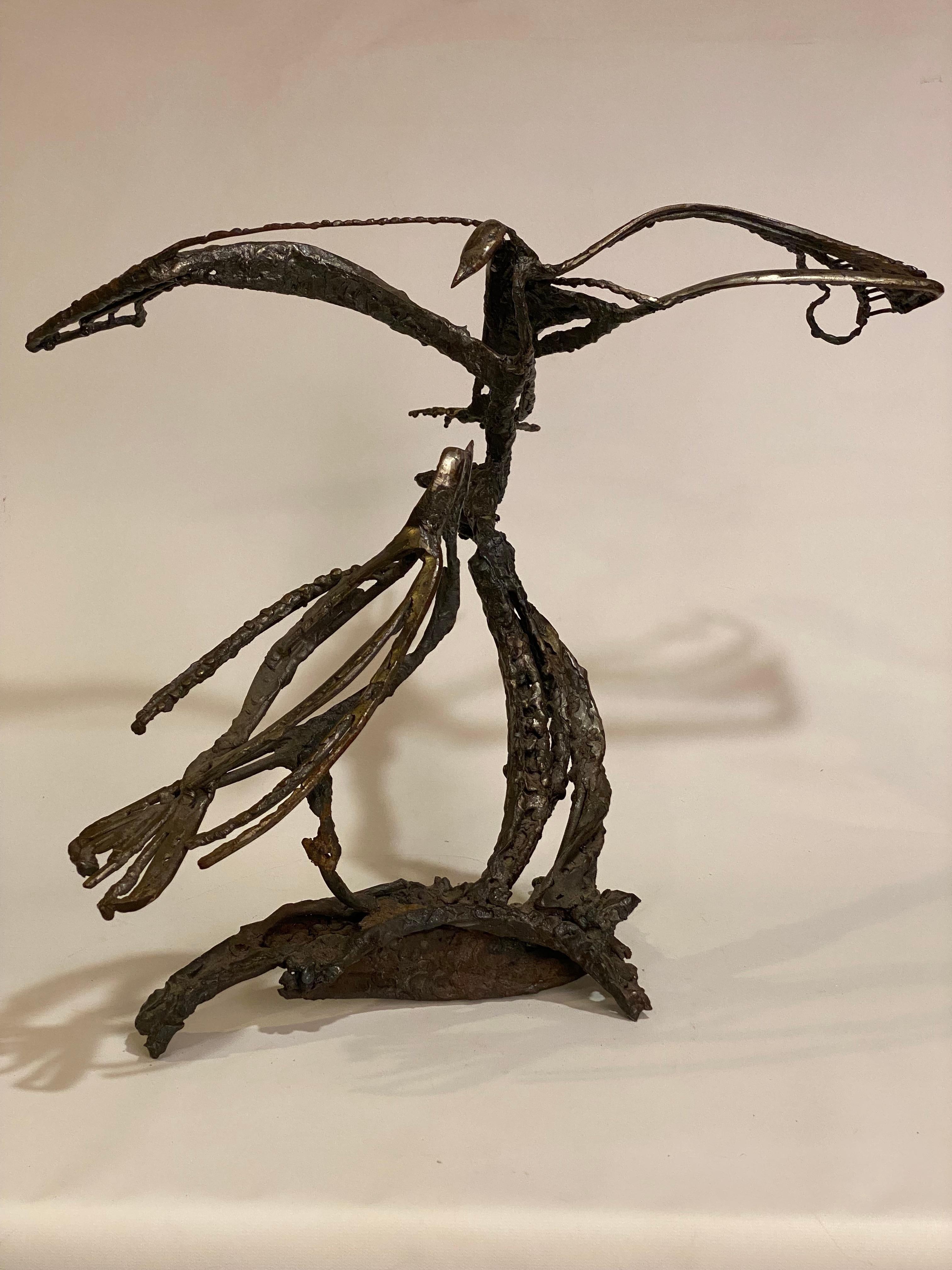 Welded Miguel Van Esso Brutalist Iron Birds Sculpture