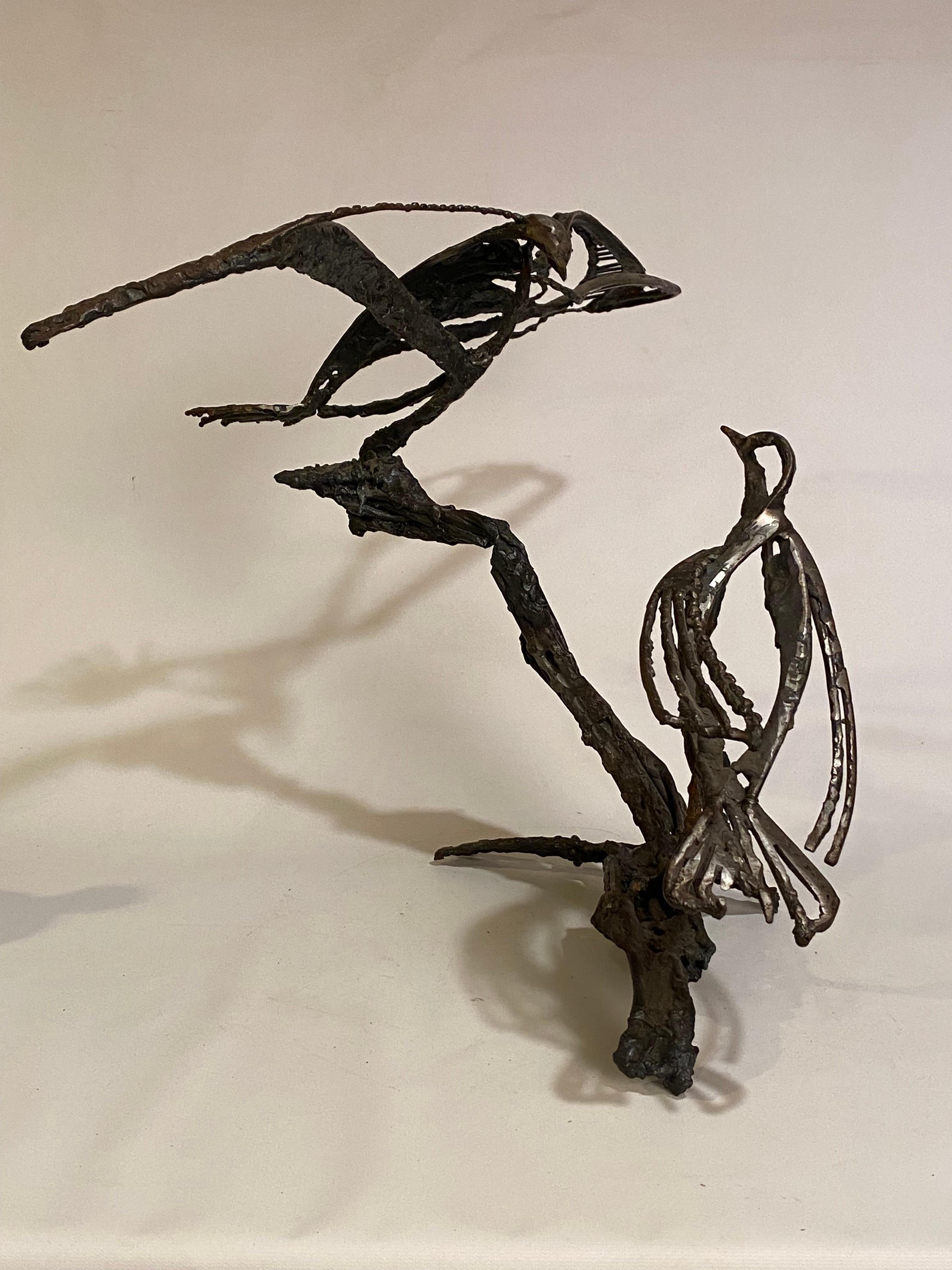 Late 20th Century Miguel Van Esso Brutalist Iron Birds Sculpture