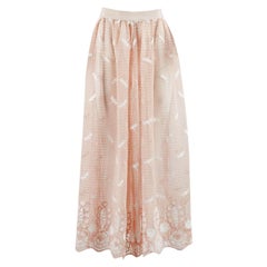 Miguelina Paris Embroidered Crocheted Cotton Maxi Skirt XSMALL