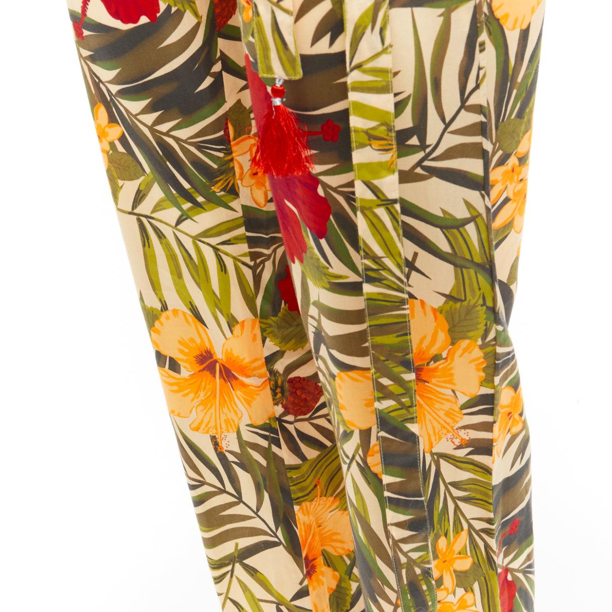 MIGUELINA red yellow green tropical floral print wrap jumpsuit XS For Sale 3