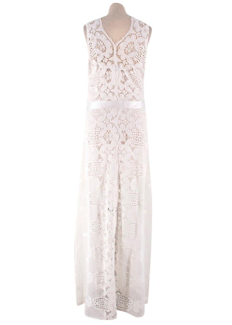 Miguelina White Eve Crocheted-Lace Maxi Dress US 6 at 1stDibs ...