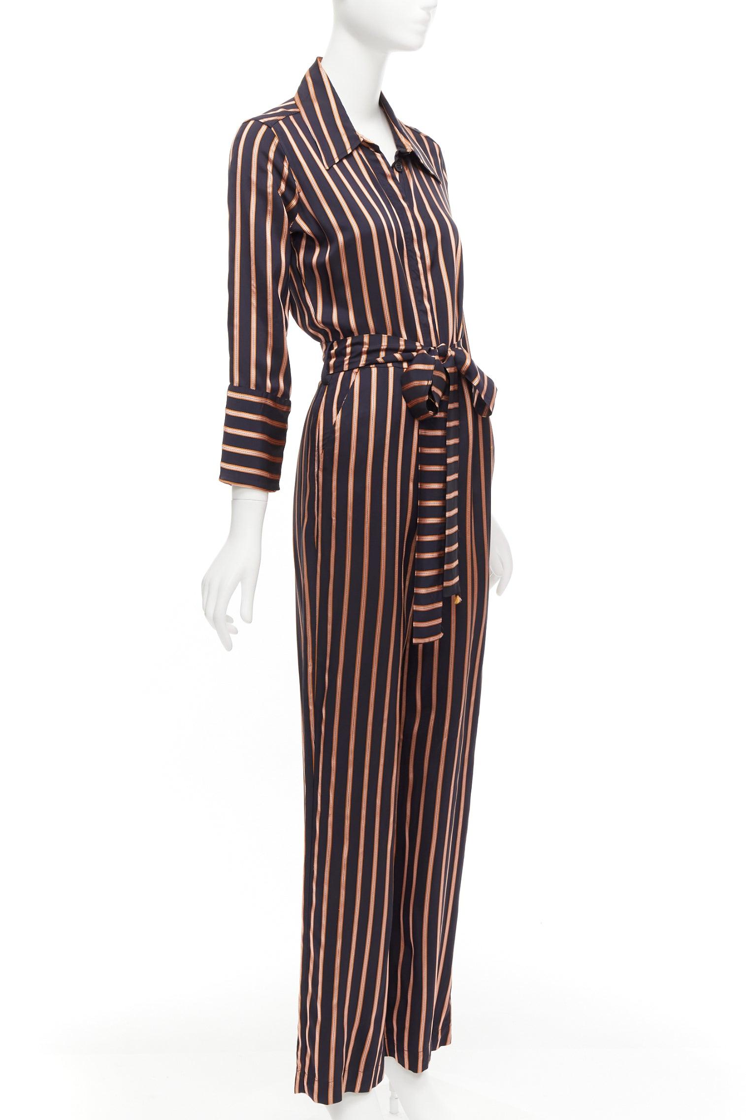 MIH JEANS Dexy brown black striped viscose tie belt jacquard jumpsuit S
Reference: CELG/A00378
Brand: MIH Jeans
Model: Dexy
Material: Viscose
Color: Brown, Black
Pattern: Striped
Closure: Self Tie
Extra Details: M.i.h Jeans' wide-leg 'Dexy' style is