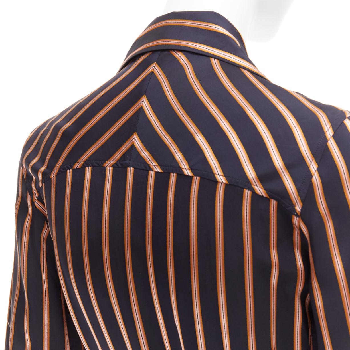 MIH JEANS Dexy brown black striped viscose tie belt jacquard jumpsuit S For Sale 2