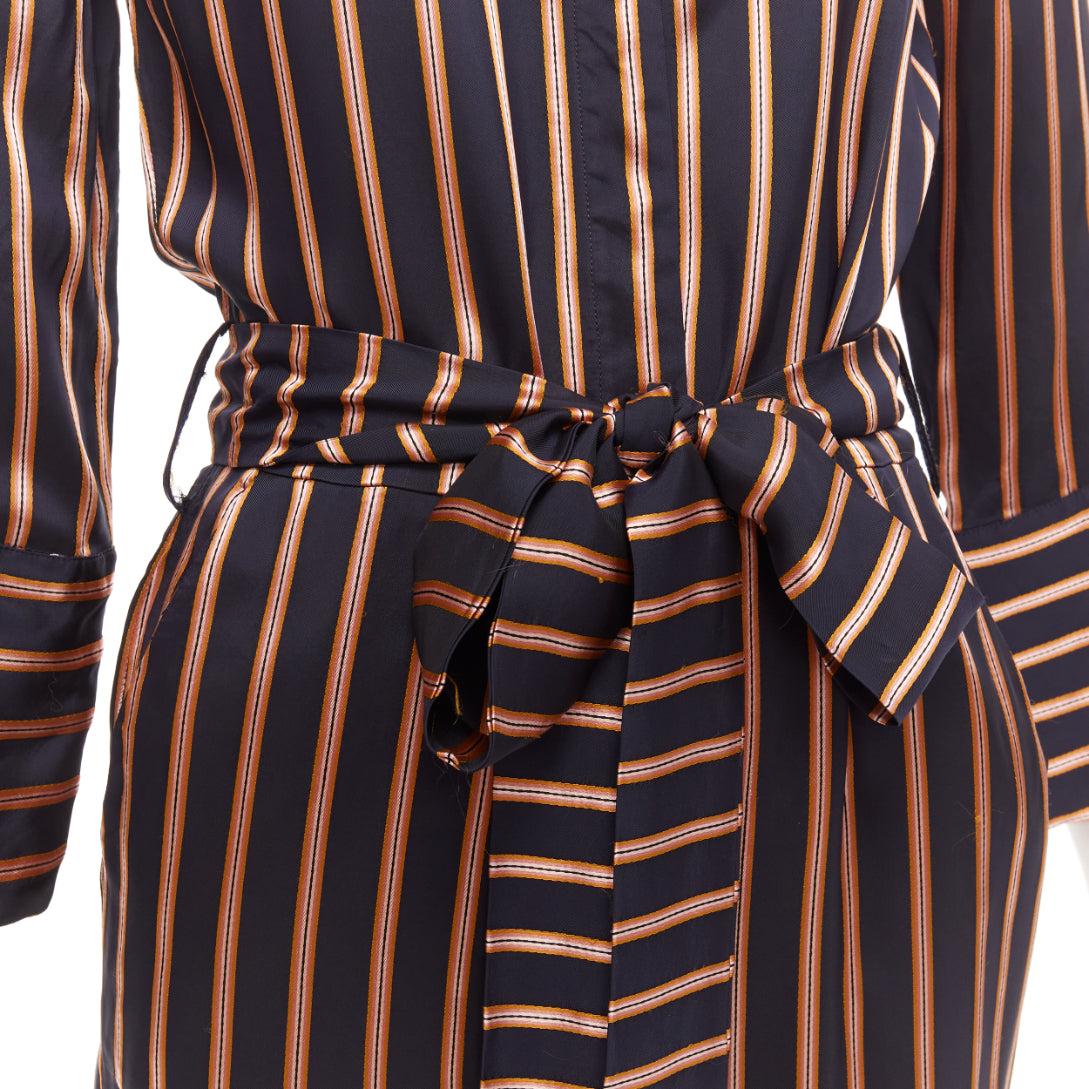 MIH JEANS Dexy brown black striped viscose tie belt jacquard jumpsuit S For Sale 3