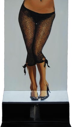 Useful Object Slice - Figurative Painting, Photorealist, Woman, Pop Art, Black