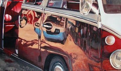 Bloody. Delhi. 1992 - 21st Century, Classic Car, Photorealist Painting, Red