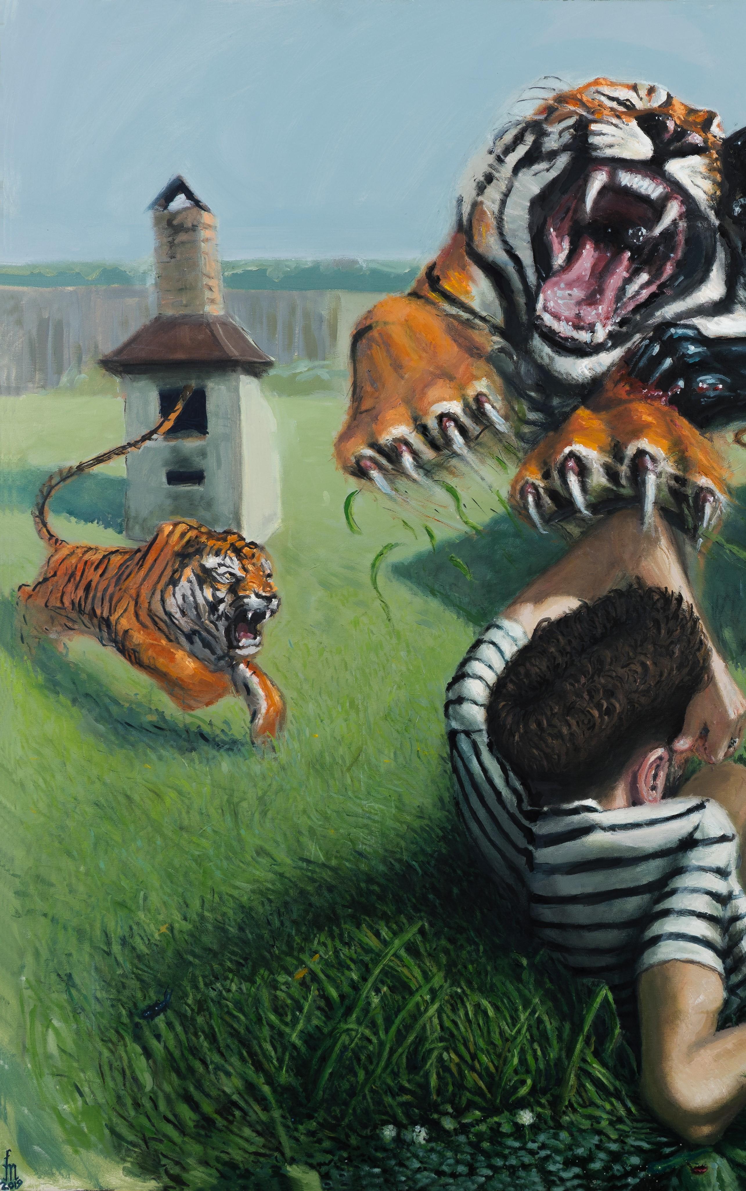 antimated tiger fighting black panther