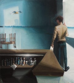 The Doorless Bar - Contemporary, Sky, Blue, White, Dream, Lion, Male