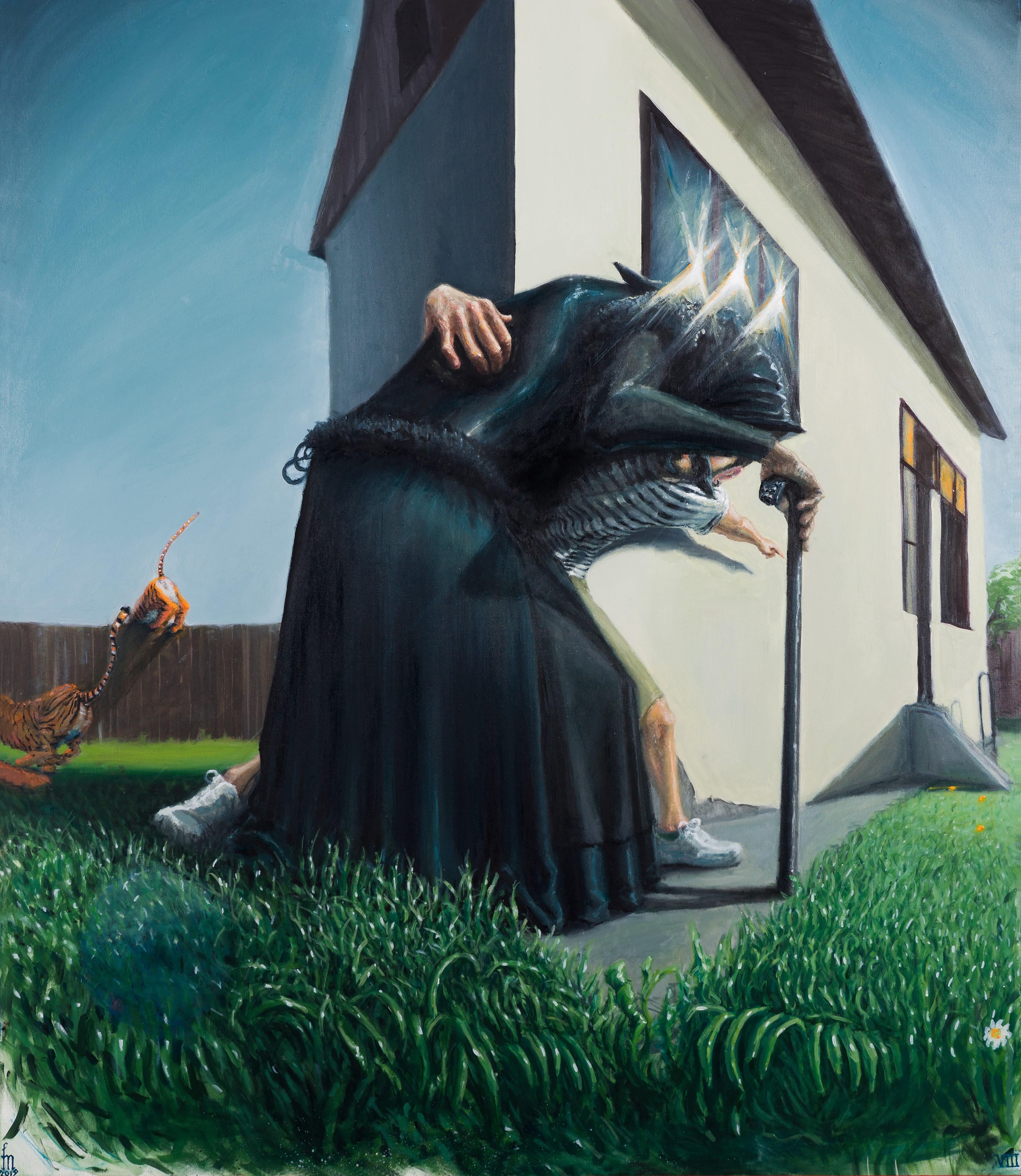 La Vieja Negra - Contemporáneo, Azul, Verde, Tigres, Negro, Dama, Sueño en venta 2