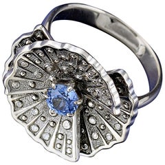Mihail Chemiakin 0.57 Carat Sapphire Diamond 18 Karat White Gold Ring