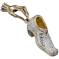 Mihail Chemiakin 18 Karat Yellow Gold White Enamel Pendant