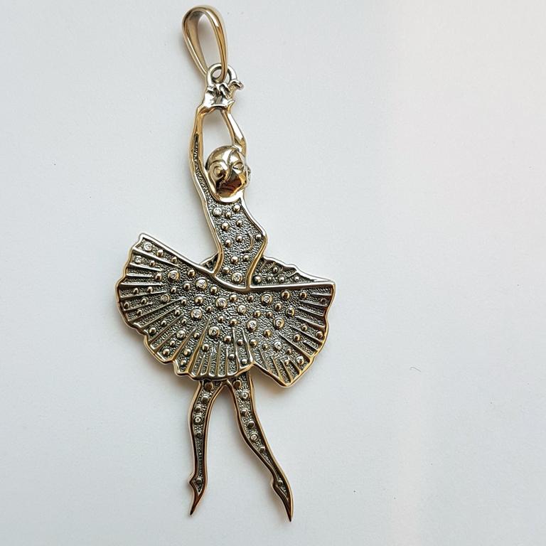 Artist Mihail Chemiakin Diamond 18 Karat White Gold Pendant For Sale