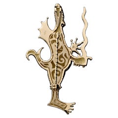 Mihail Chemiakin Enamel 18 Karat Yellow Gold Pendant