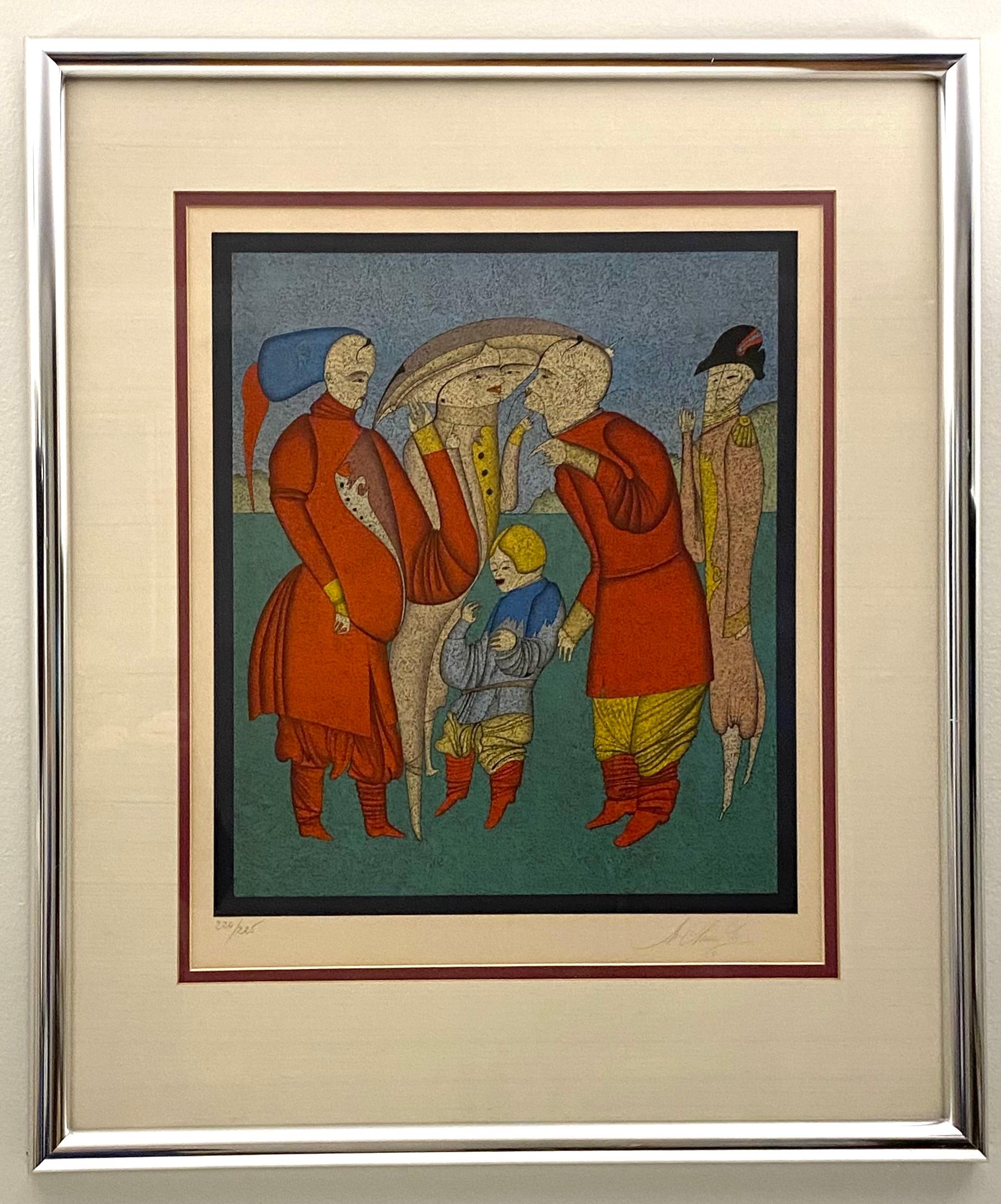 20ième siècle Lithographie couleur Mihail Chemiakin signée en vente