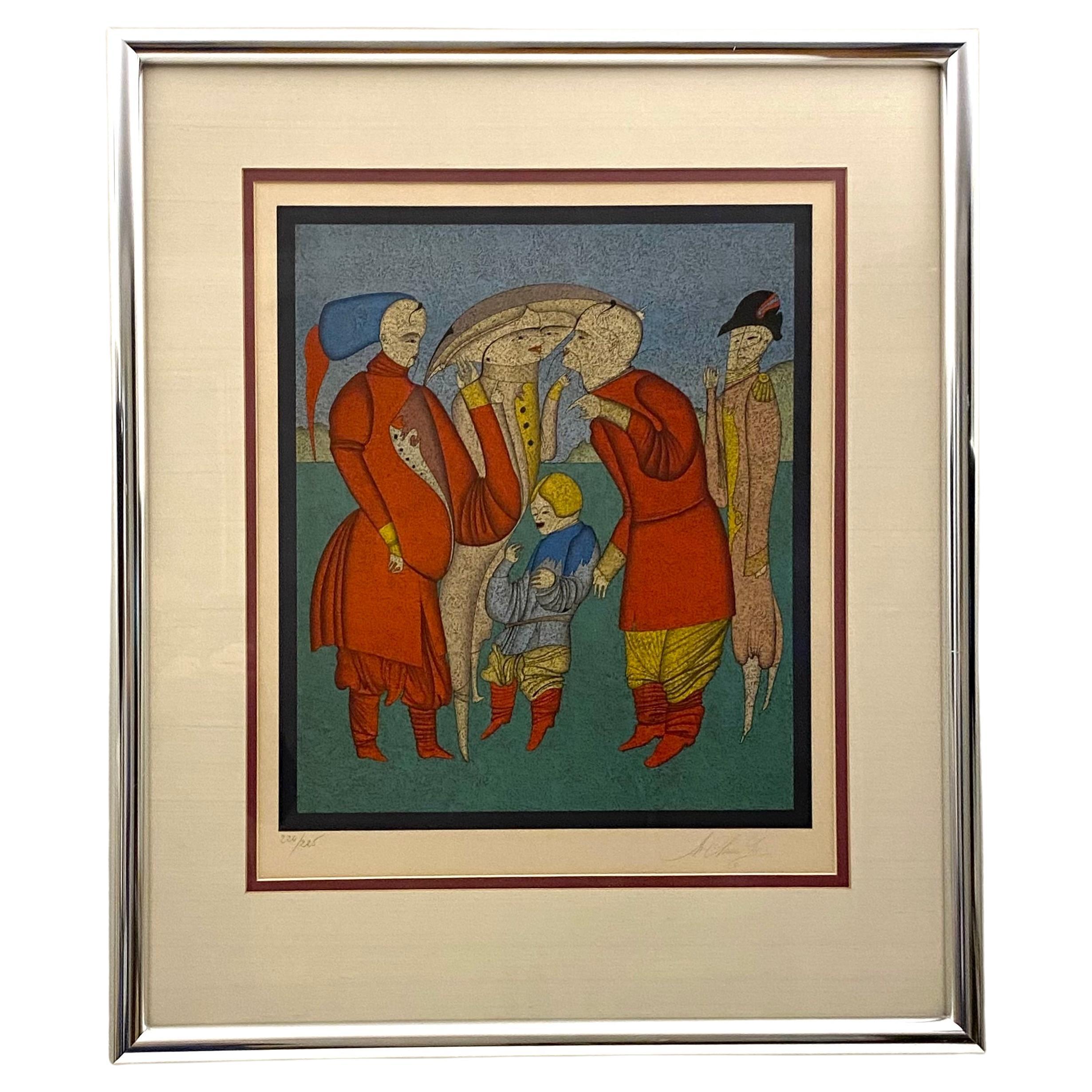 Mihail Chemiakin Color Lithograph Signed For Sale