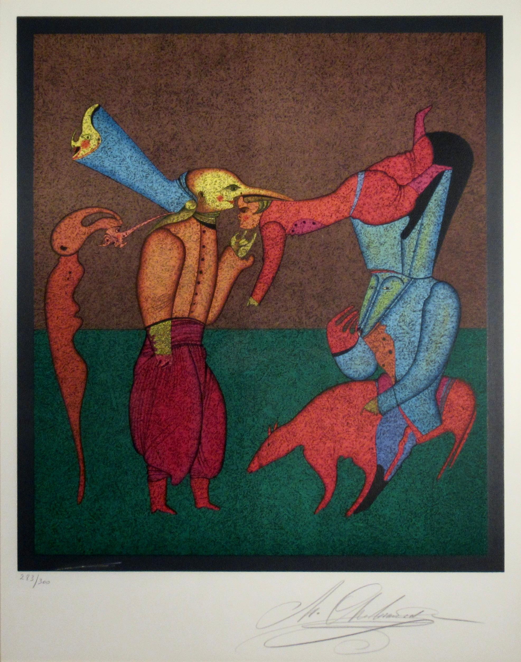 Acrobats - Print by Mihail Chemiakin