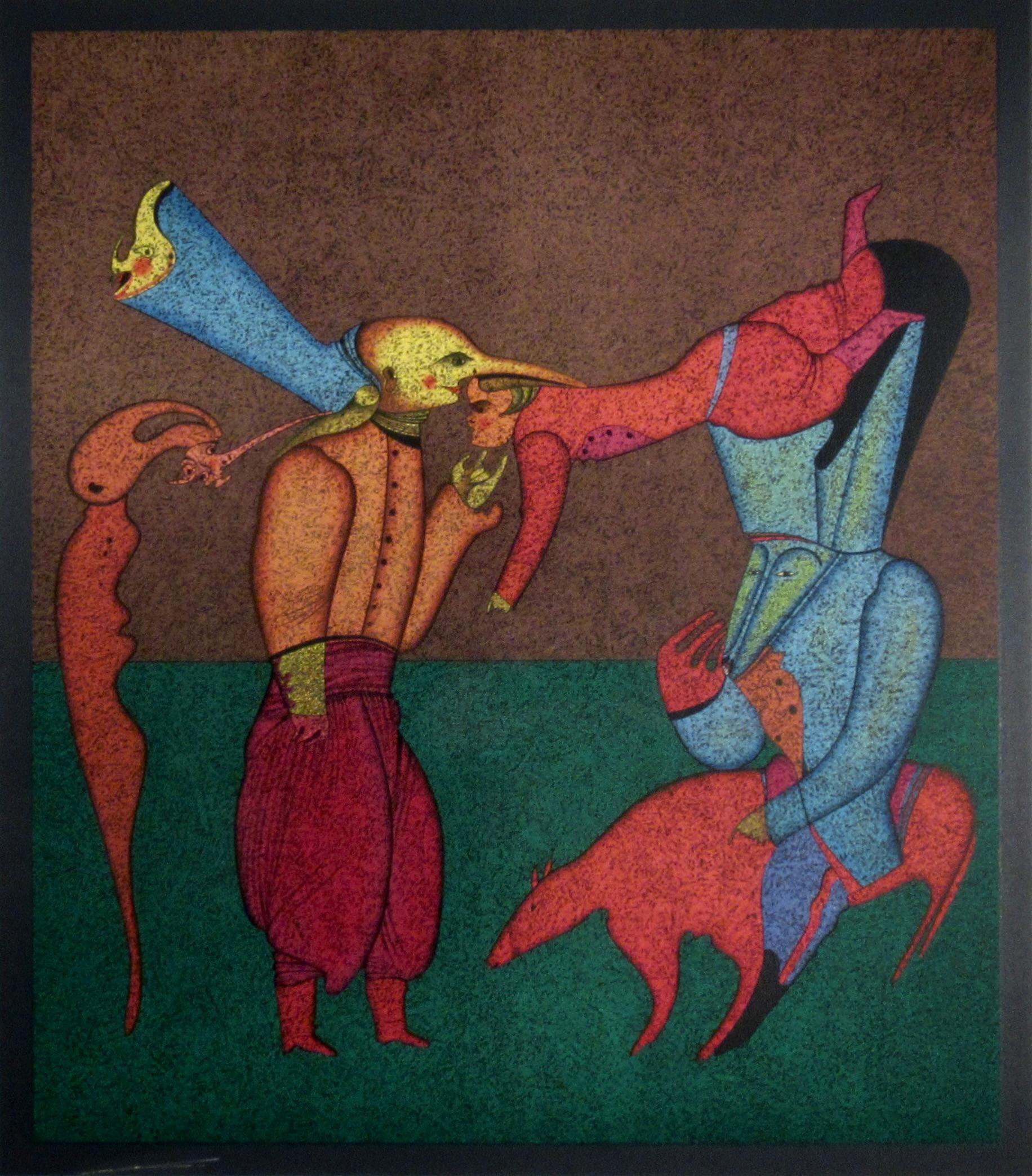 Acrobats - Modern Print by Mihail Chemiakin