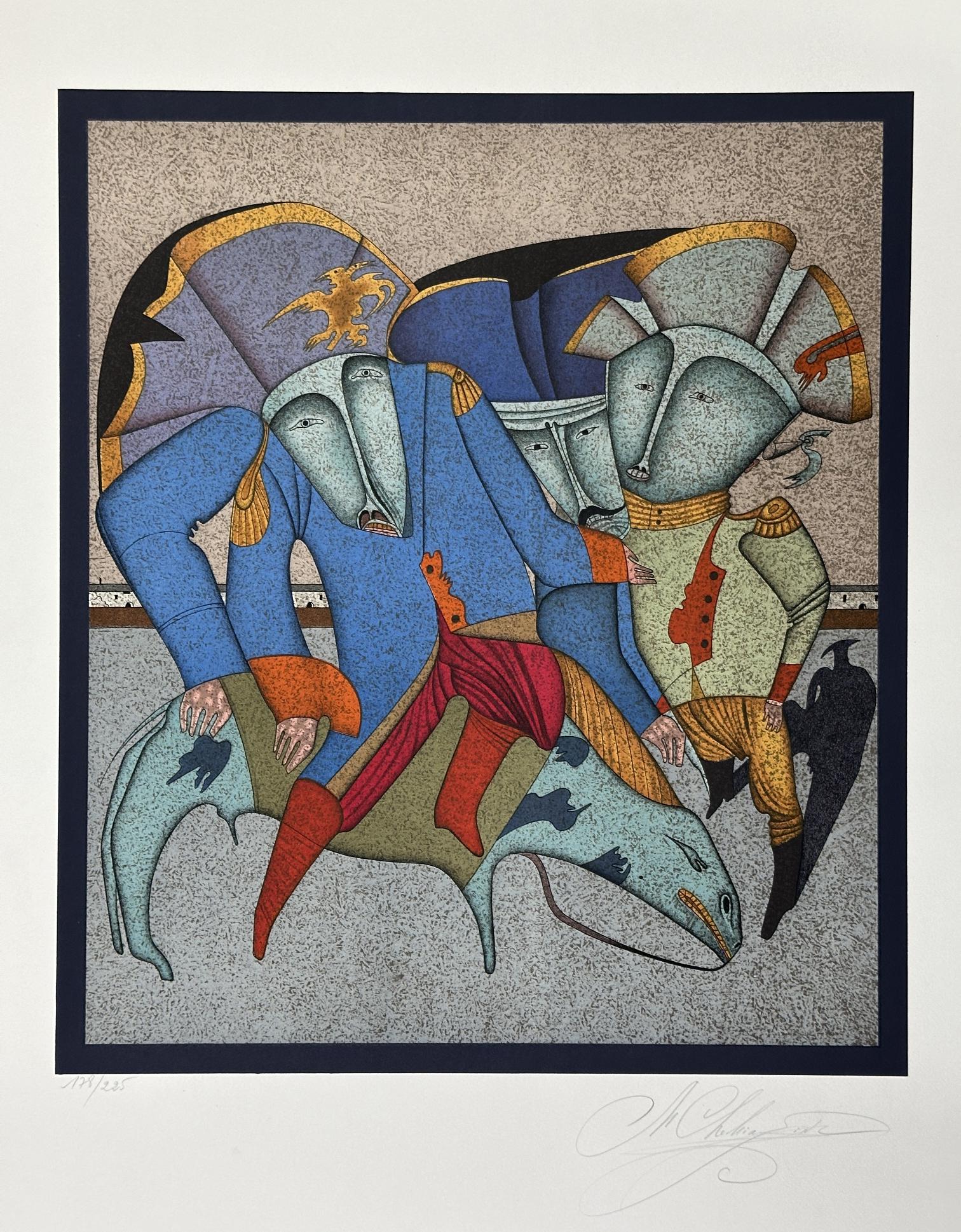 Equestrian Signed Limited Edition Lithograph - Print by Mihail Chemiakin