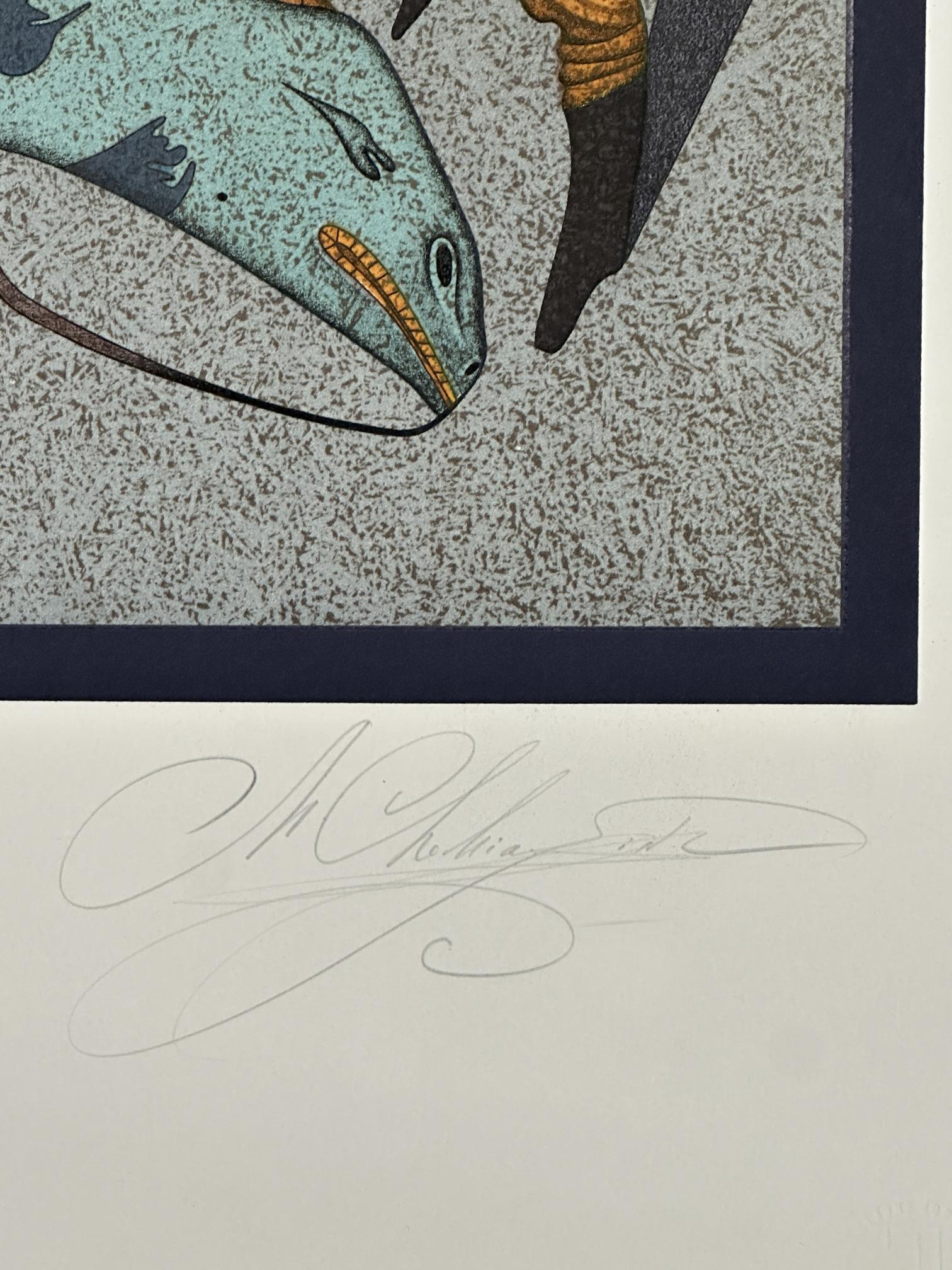 Artist: Mihail Chemiakin
Title: Equestrian
Medium: Lithograph, signed and numbered in pencil 
Edition: 178/225
Size: 30 x 21 Inches

Mihail Chemiakin is a renowned Russian-born painter, sculptor, and printmaker known for his unique artistic style
