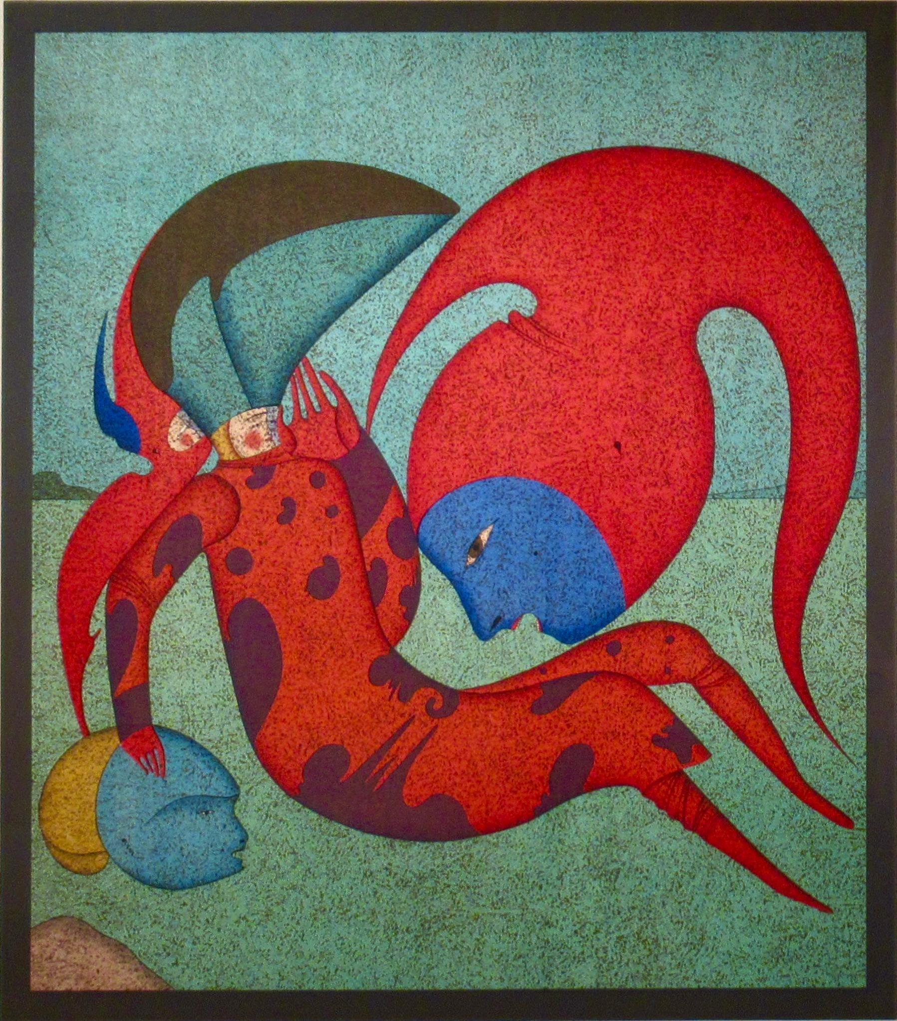 Flying Head - Print by Mihail Chemiakin