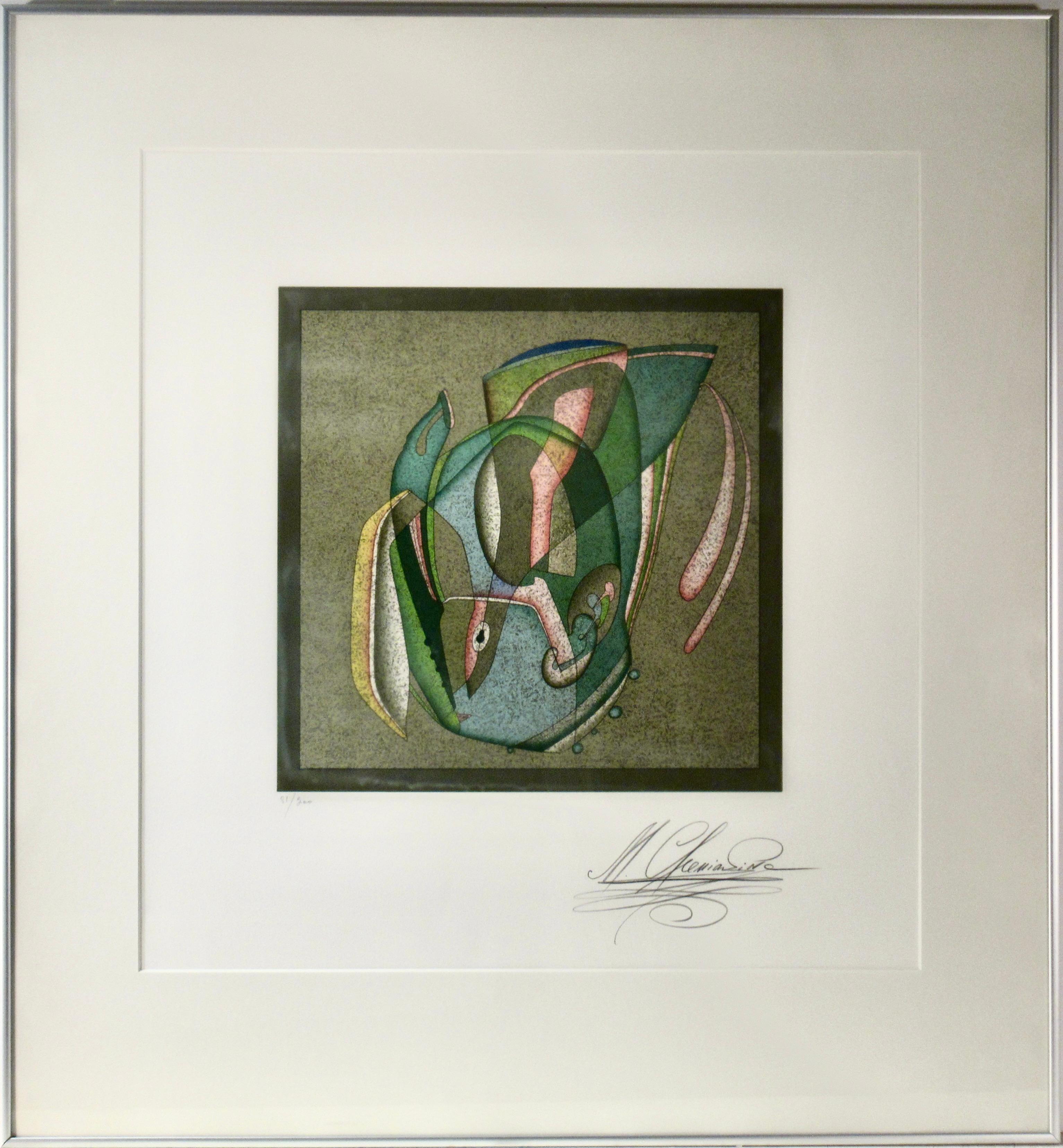 Mihail Chemiakin Abstract Print - Head in the Evening