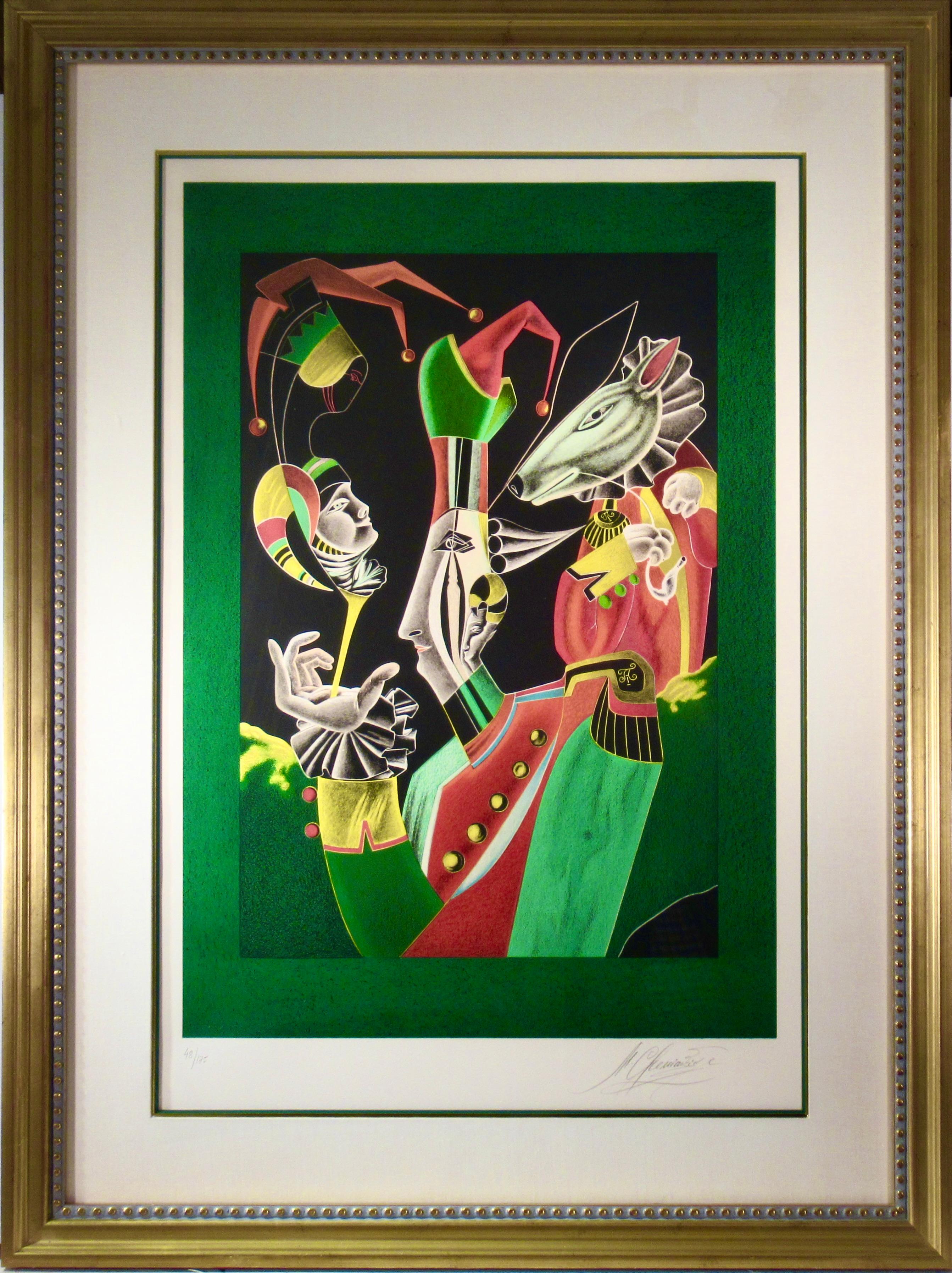 Mihail Chemiakin Figurative Print - "Homage to Nureyev" large lithograph