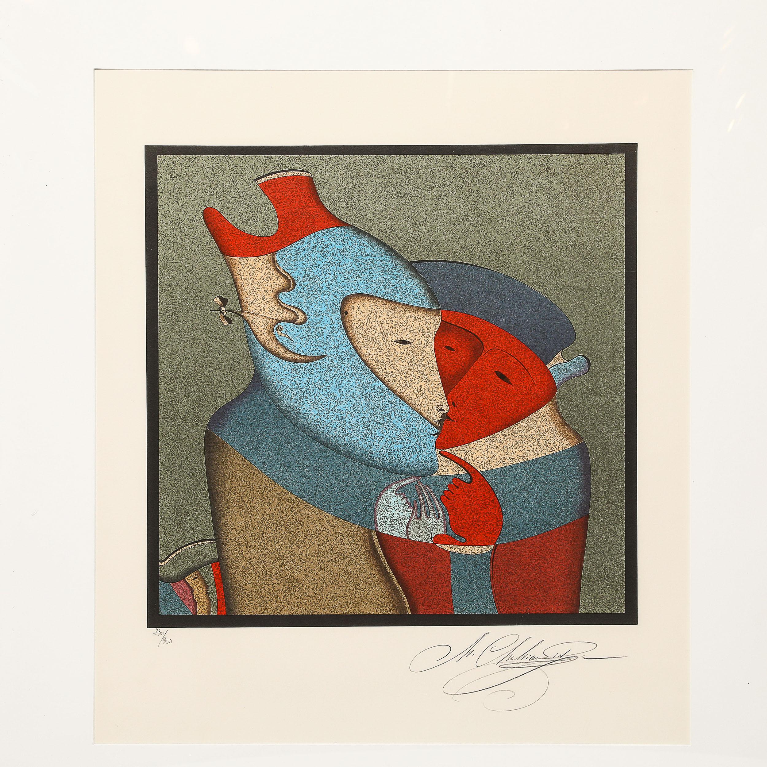 Modernist Lithograph Les Deux Personnages by Mihail Chemiakin For Sale 1