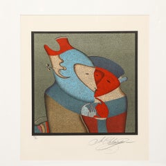 Modernist Lithograph Les Deux Personnages by Mihail Chemiakin