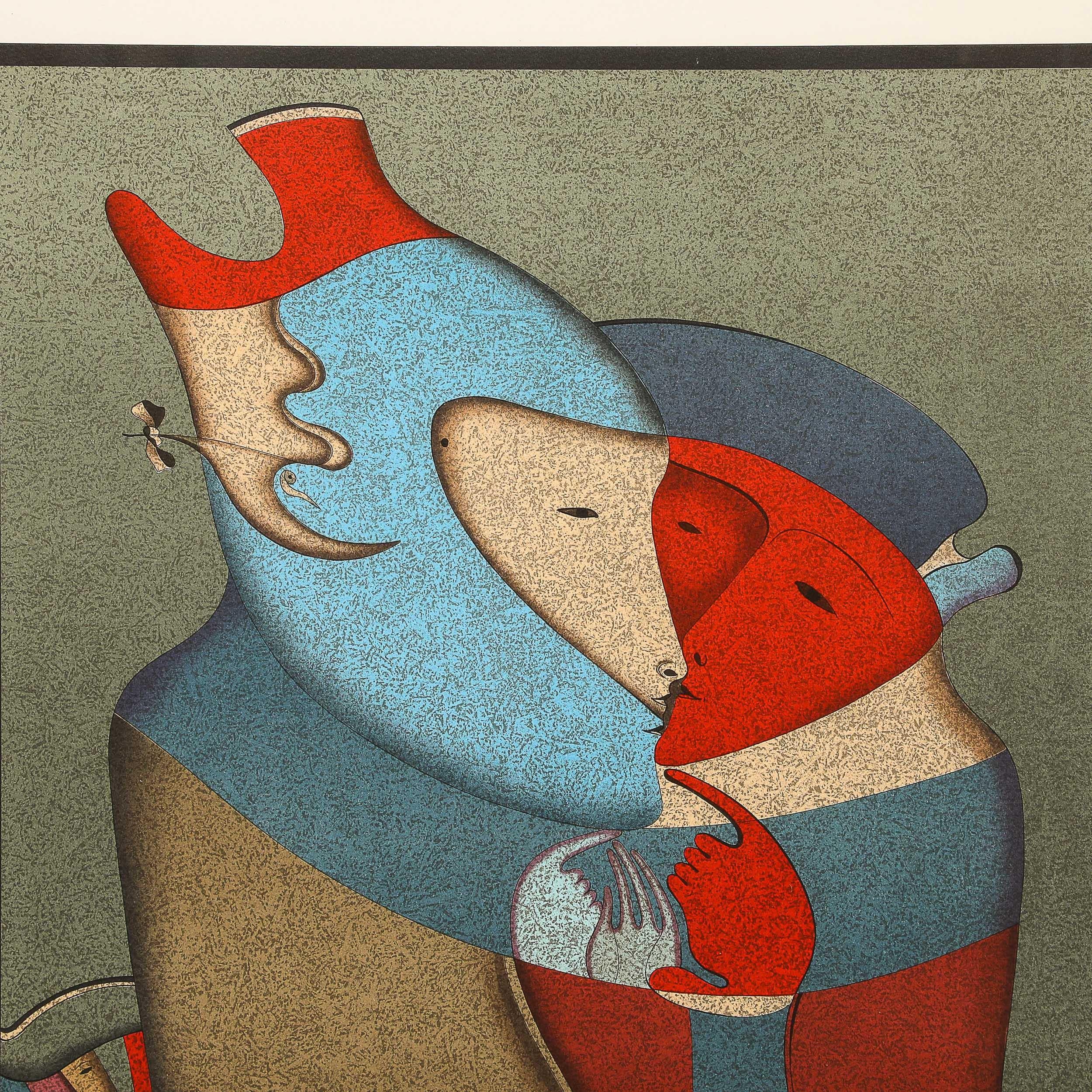 Modernist Lithograph Les Deux Personnages by Mihail Chemiakin For Sale 2