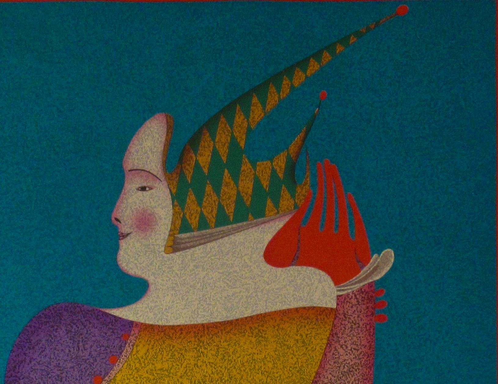 Nijinsky and Petrushka - Brown Figurative Print by Mihail Chemiakin