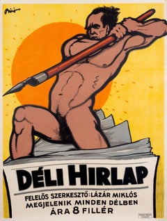 "Deli Hirlap (The Noon Paper)" Original Hungarian Antique Poster 1917