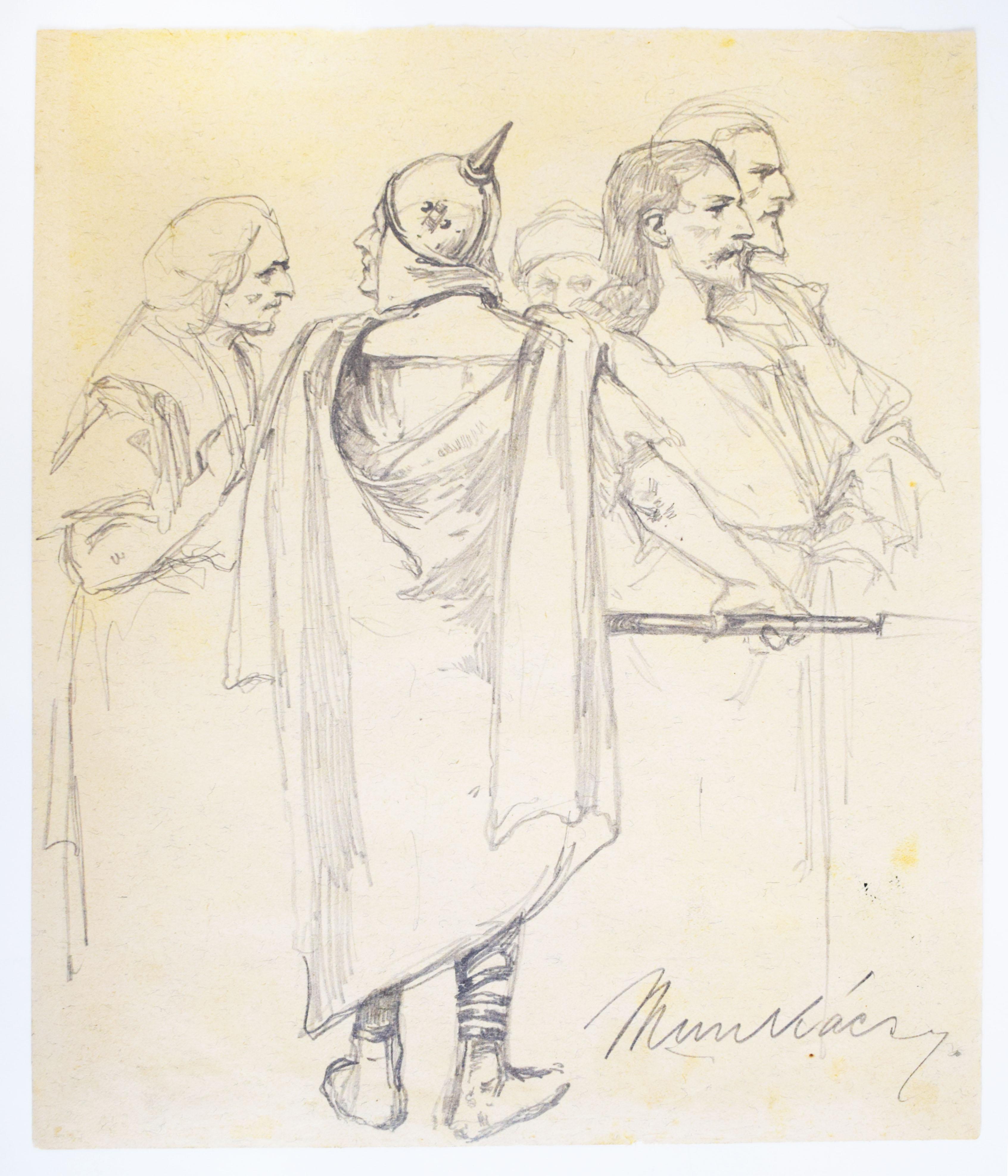 Study for Christ before Pilate (XI) - Drawing Hungarian Christ before Pilate - Print by Mihaly Von Munkacsy