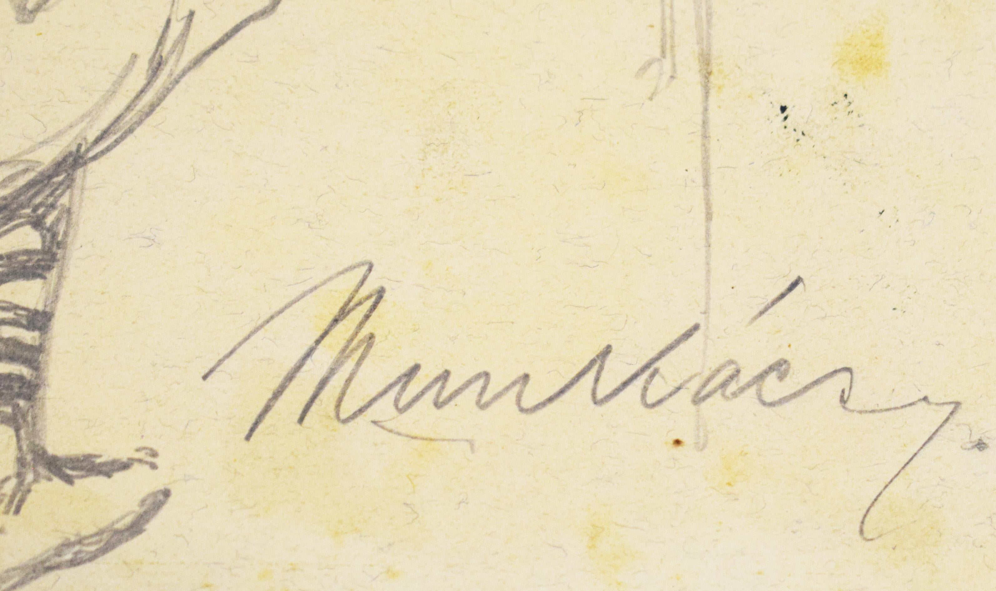 Study for Christ before Pilate (XI) - Drawing Hungarian Christ before Pilate - White Figurative Print by Mihaly Von Munkacsy