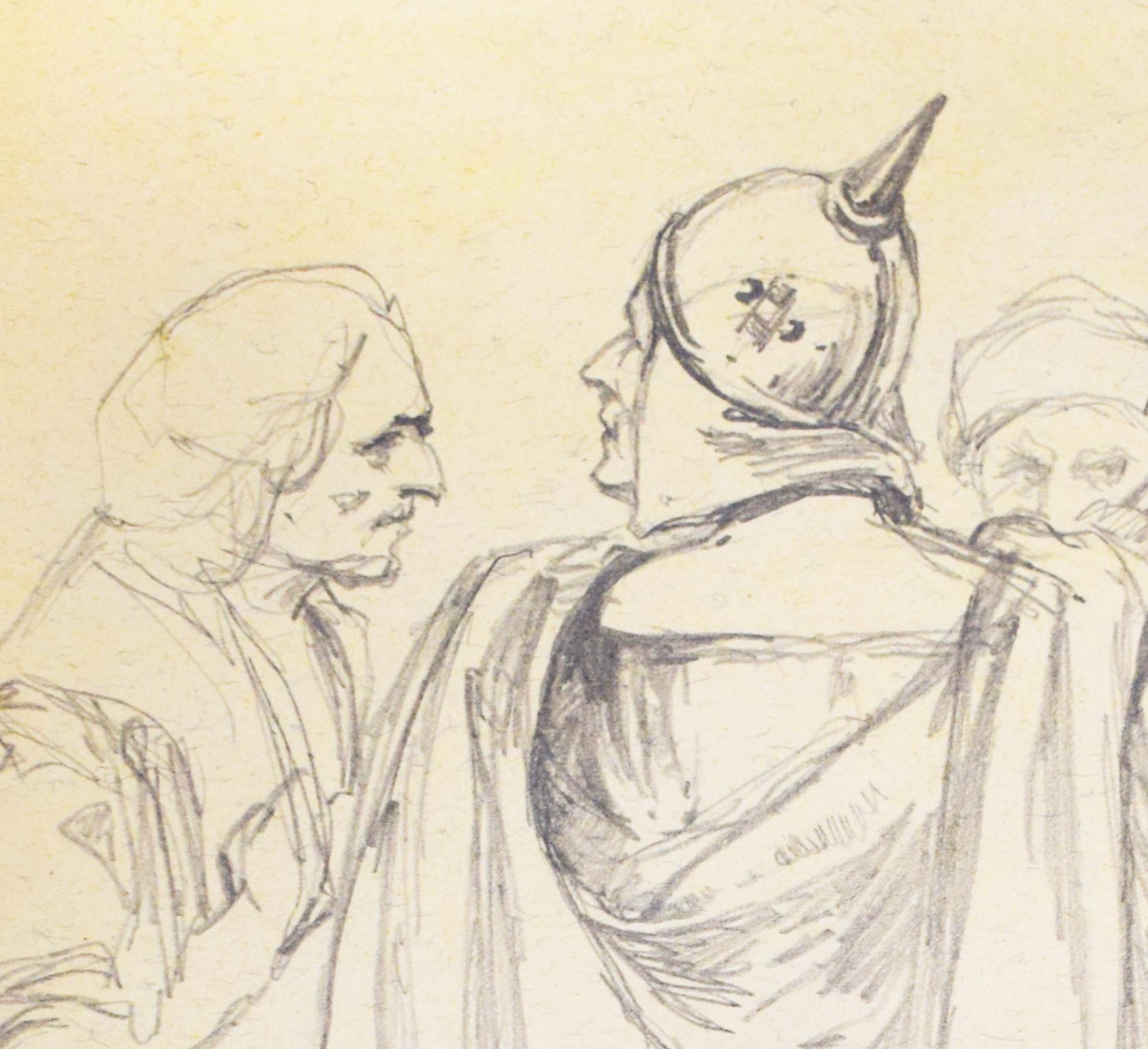 This is an original pencil drawing by Mihaly von Munkácsy. 
It was made in preparation for the oil painting 