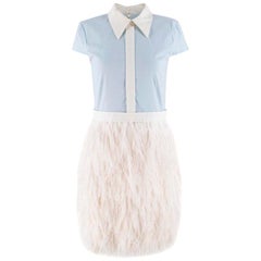 Mihano Momosa Blue and White Feather Dress US 4