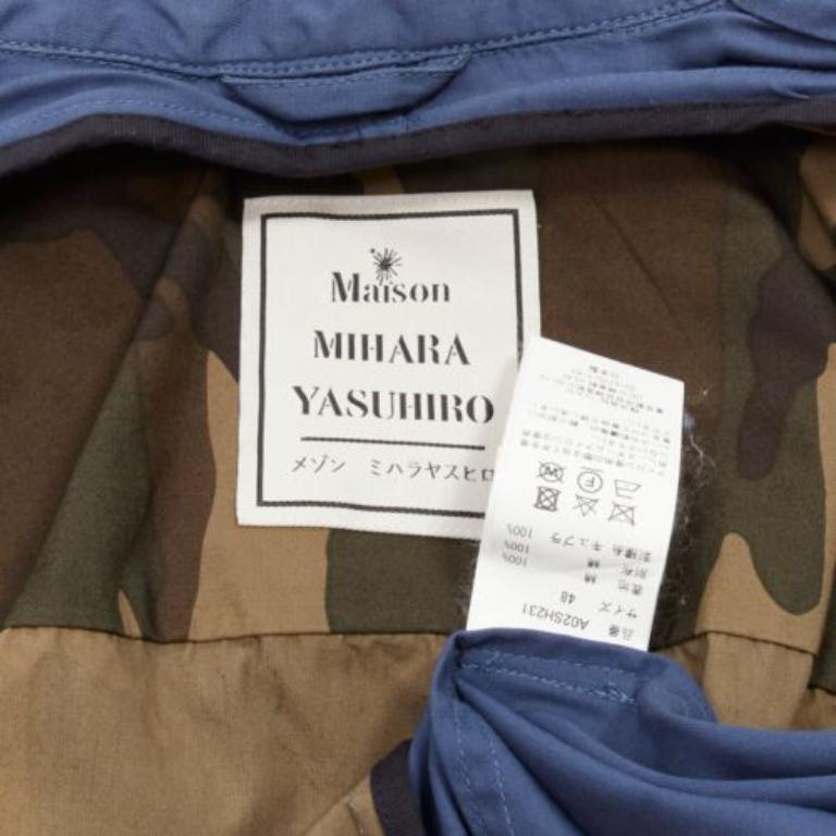 MIHARA YASUHIRO camicia ibrida 2 in 1 blu navy con distintivo vintage IT48 M. in vendita 8