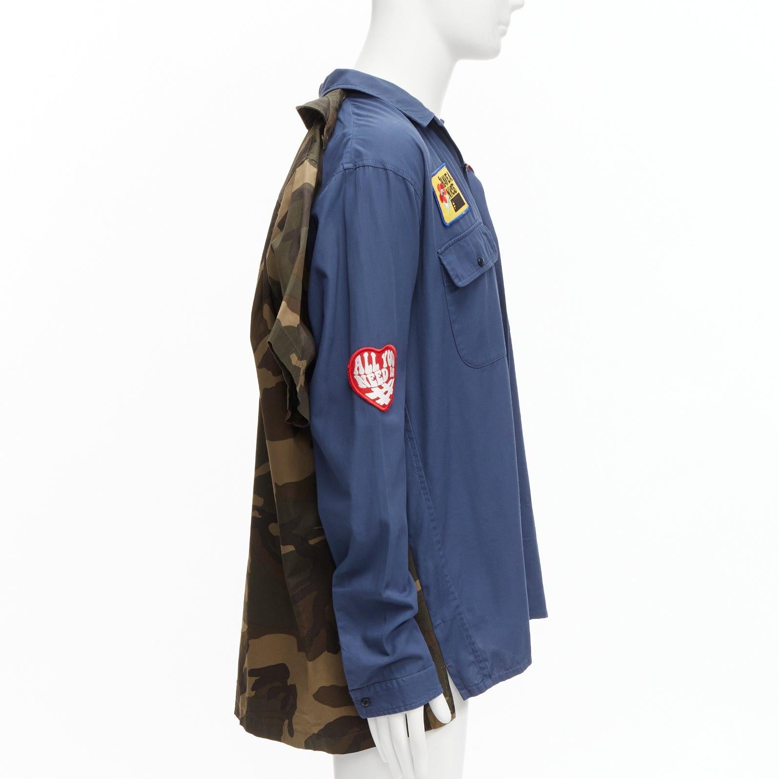 MIHARA YASUHIRO blue navy vintage badge 2-in-1 hybrid shirt IT48 M For Sale 1