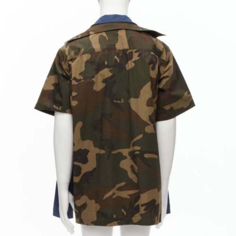 MIHARA YASUHIRO camicia ibrida 2 in 1 blu navy con distintivo vintage IT48 M. in vendita 4