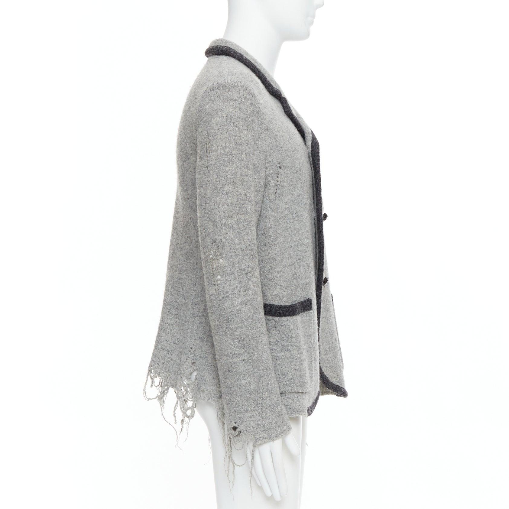 MIHARA YASUHIRO blazer grège gris en laine vieillie L Bon état - En vente à Hong Kong, NT